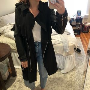 Zara Leather-Sleeve Trench